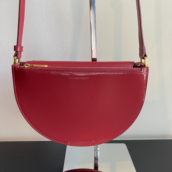 Burberry Burgundy Half Moon Patent Leather Crossbody Bag - Preowned - Picture 1 of 13